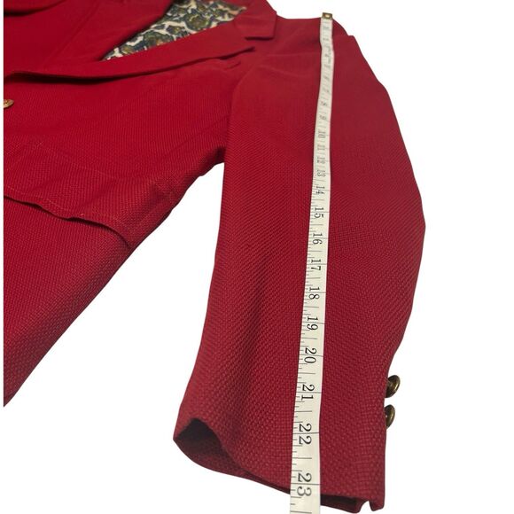 Stanley Blacker Vintage Red Blazer 40R Oversized Textured Gold Buttons USA - Picture 7 of 16